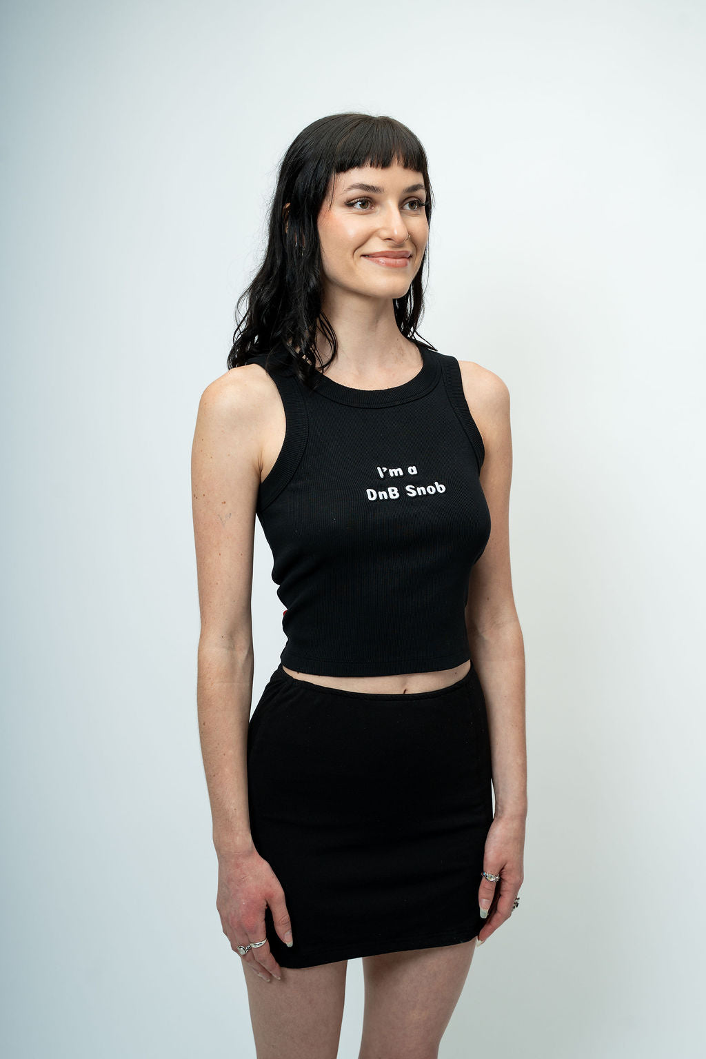 Women's Organic Rib Tank with I'm a DnB Snob Embroidery